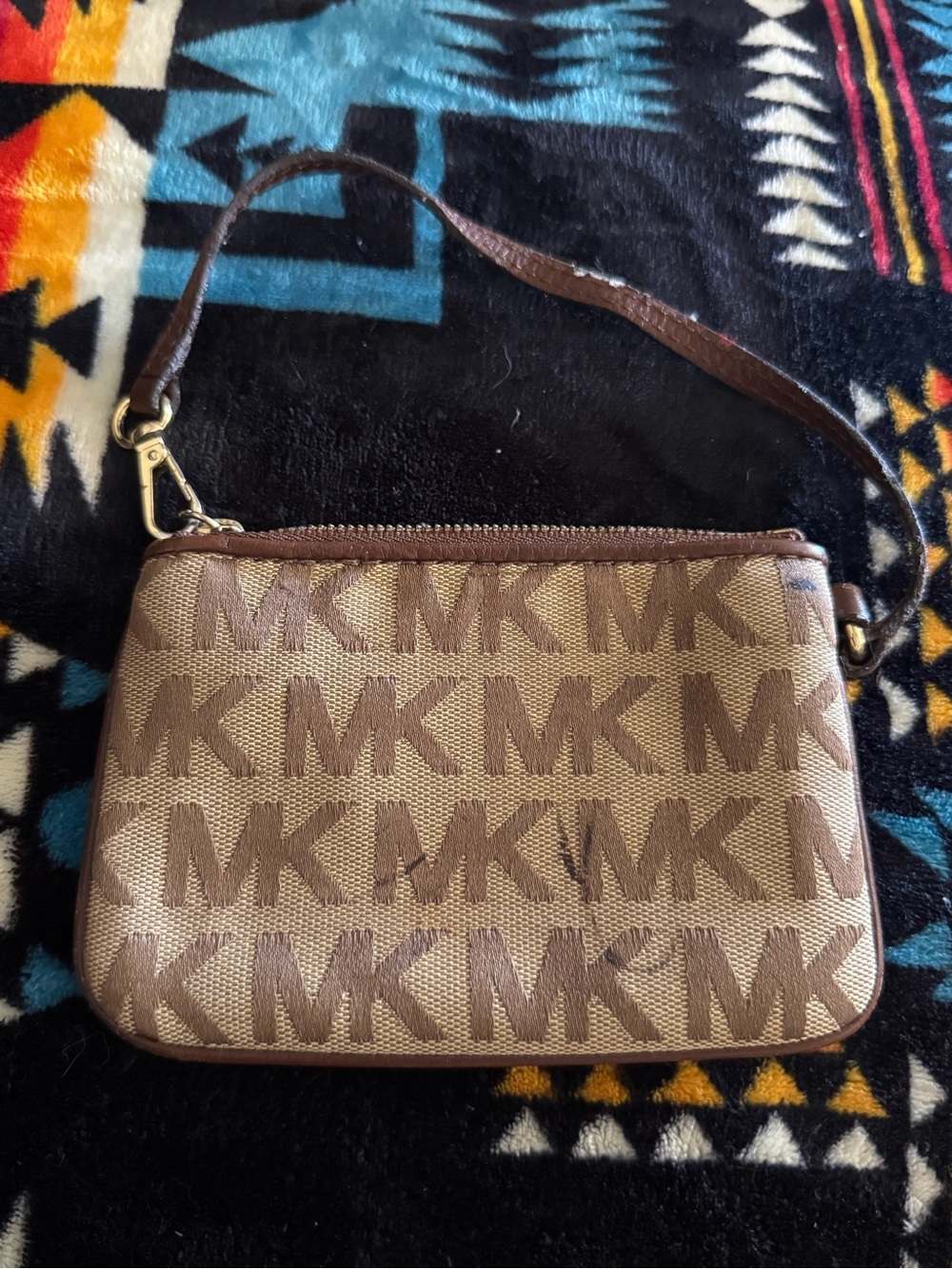 Michael Kors Brown Monogram Wristlet Pouch